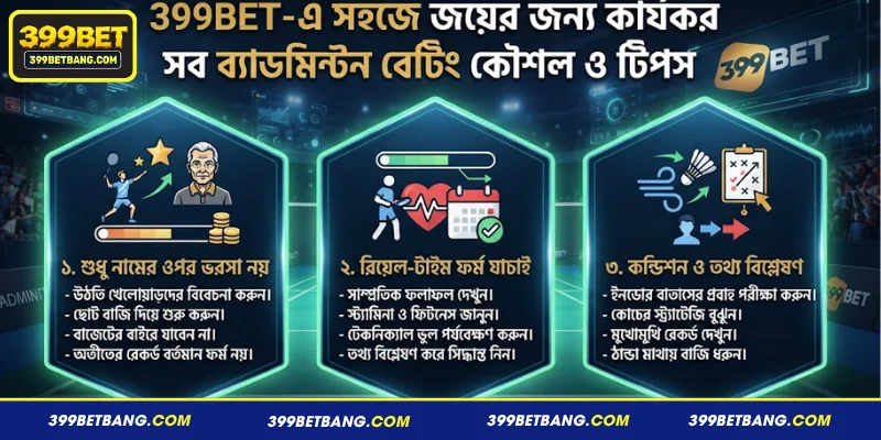 399BET-এ সহজে জয়ের জন্য কার্যকর সব ব্যাডমিন্টন বেটিং কৌশল ও টিপস